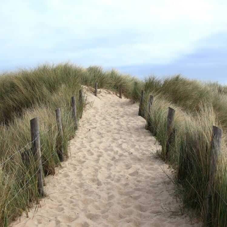 Sandweg durch hohe Dünen